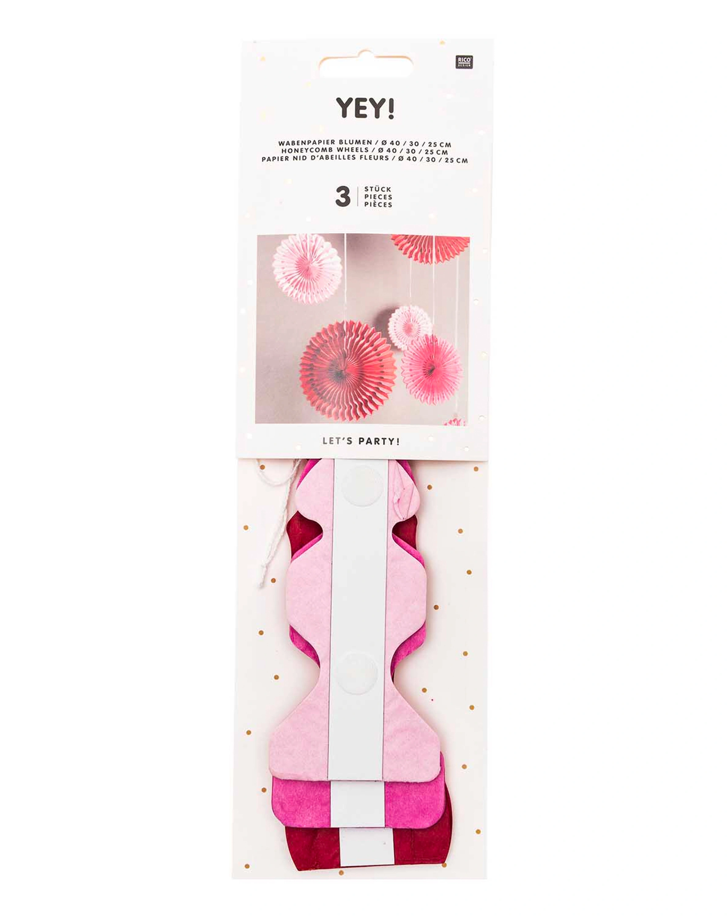 Wabenpapier BLUMEN 3er-Pack in rot/rosa
