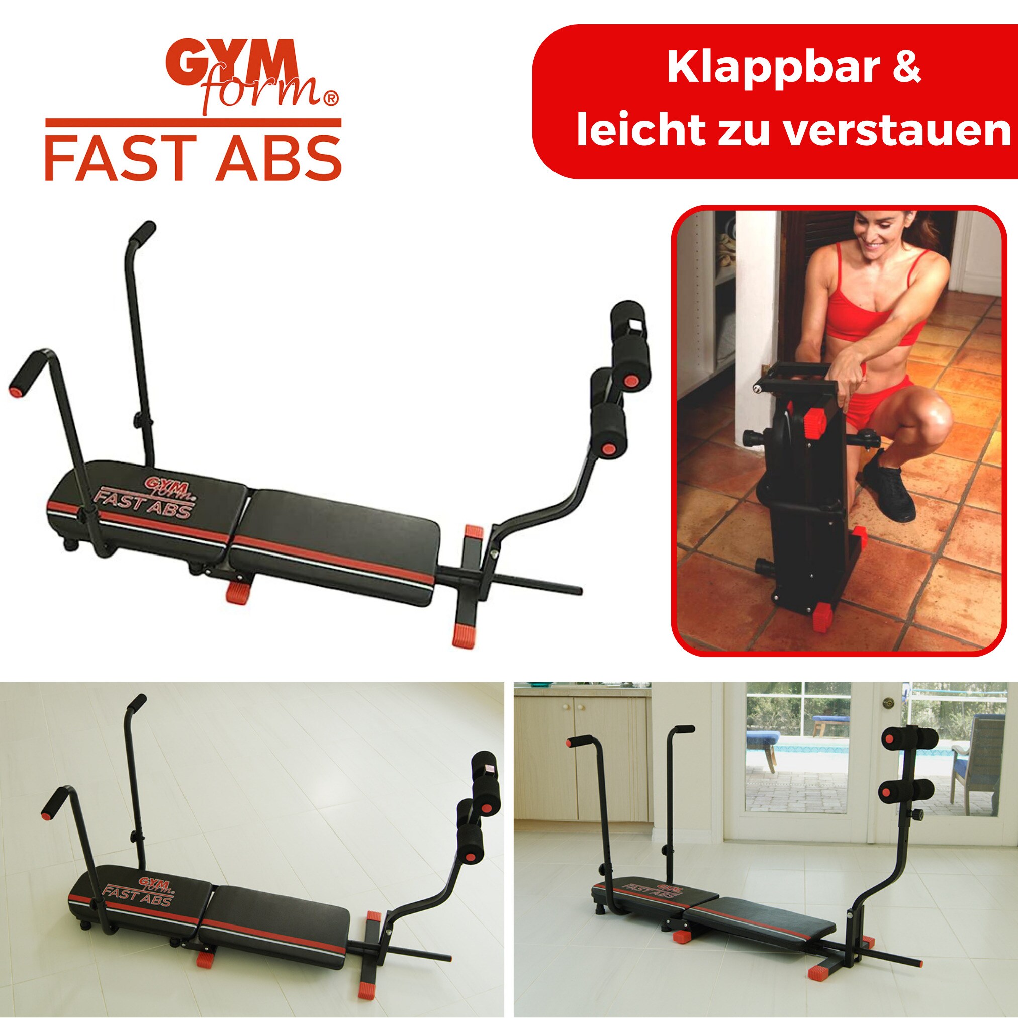 Gymform® Bauchmuskeltrainer - Bauchtrainer Zuhause, klappbar Fast Abs