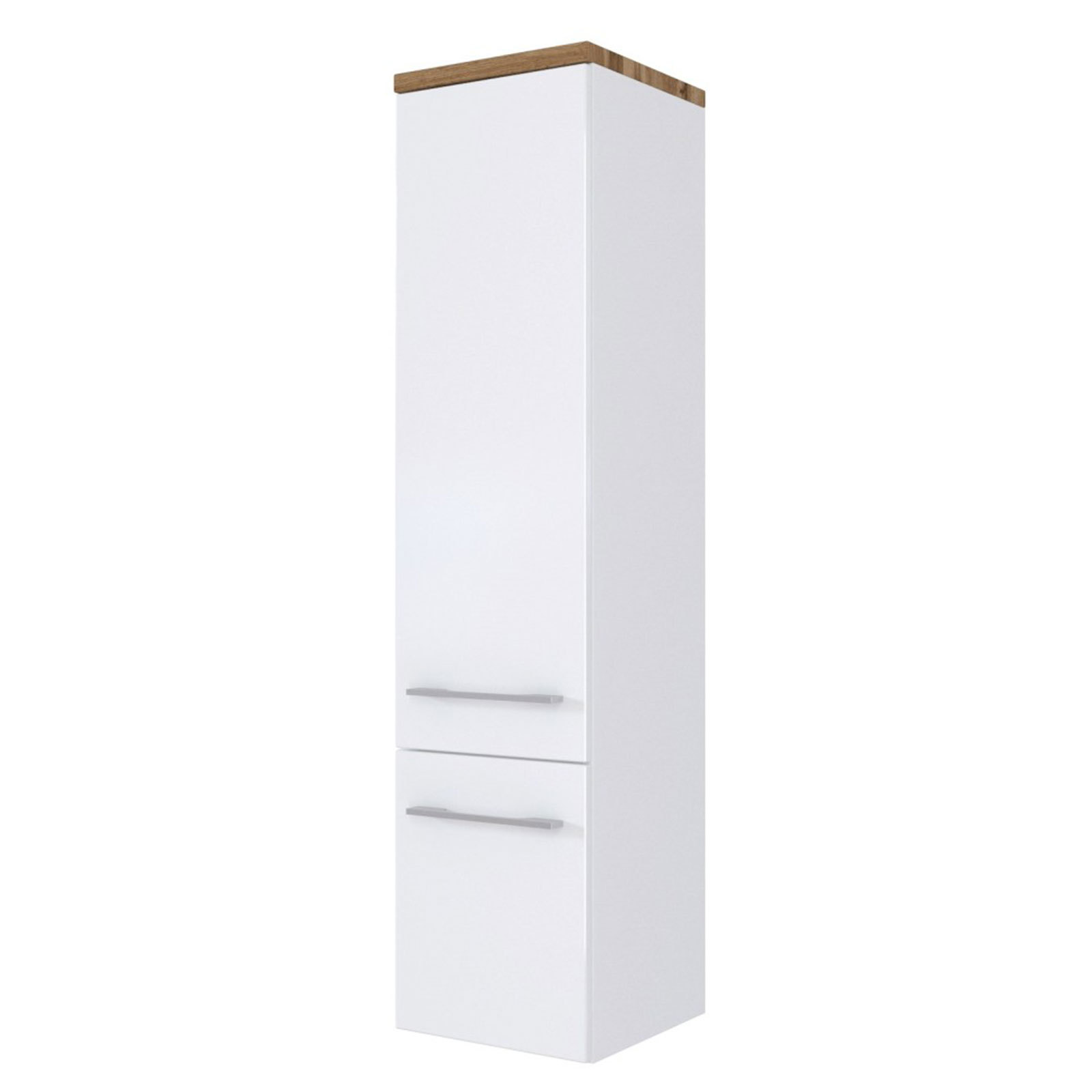Midischrank DAVOS - matt weiß - Wotaneiche - 30 cm breit