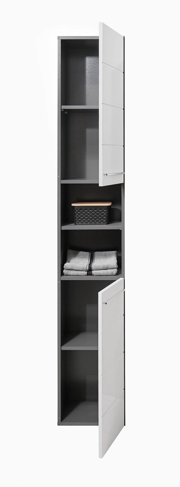 Hochschrank Gloss Front Weiß Hochglanz Korpus Antrahzit