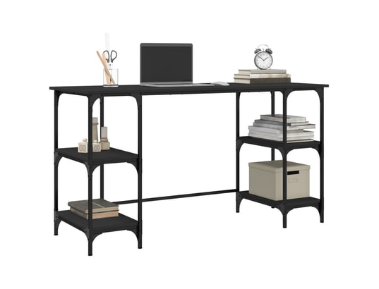 VIDAXL - Bureau noir 140x50x75 cm métal et bois d'ingénierie