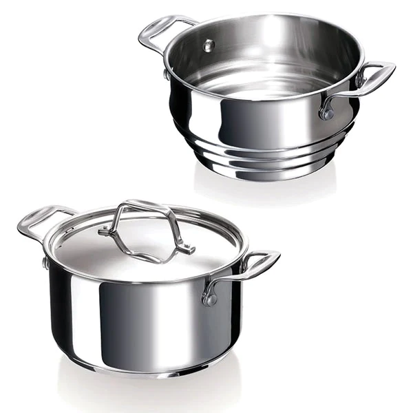 Set faitout Chef 18 cm avec couvercle et multi passoire vapeur Beka