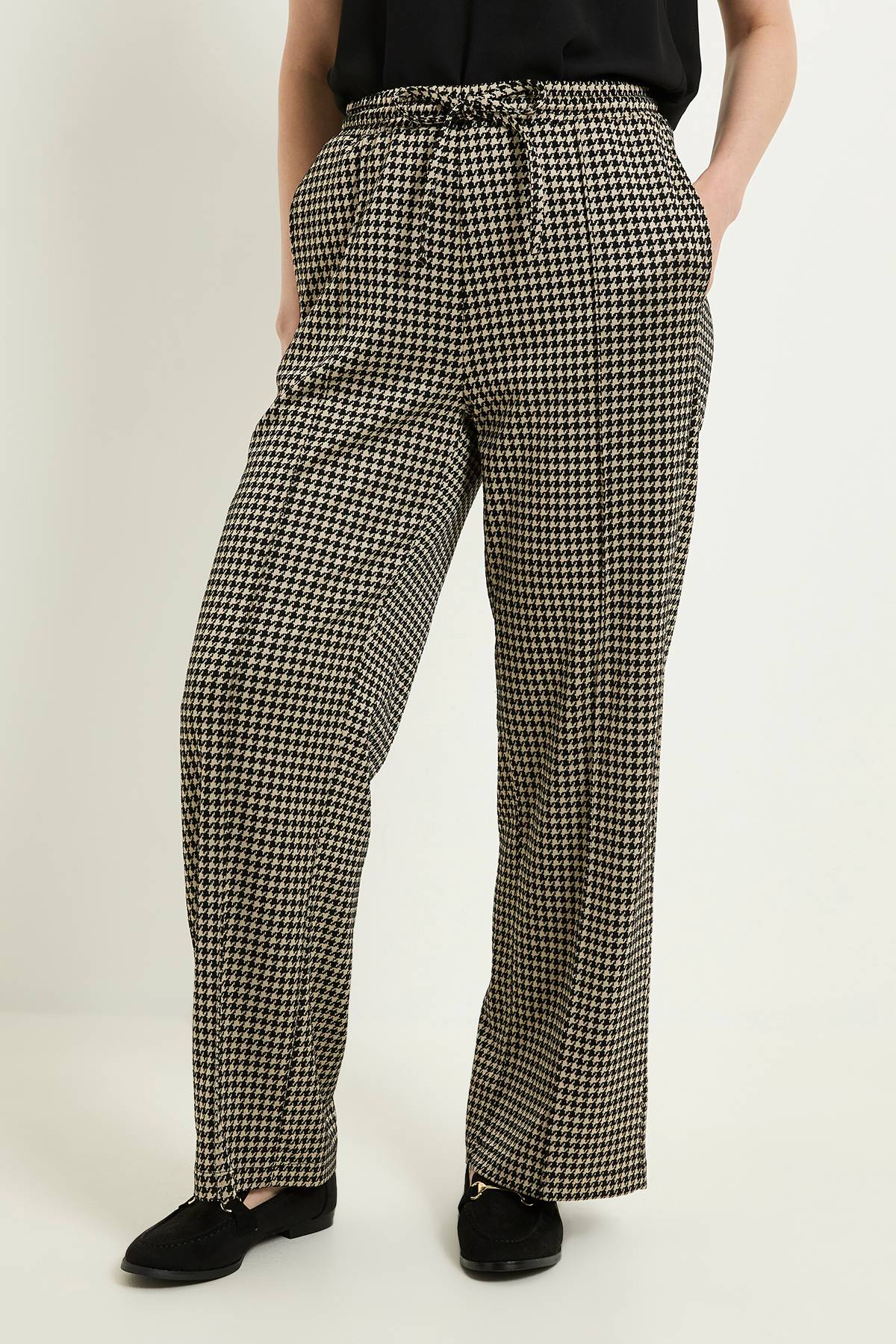 Wallis Pantalon À Cordon En Ponte À Motif Pied-de-poule