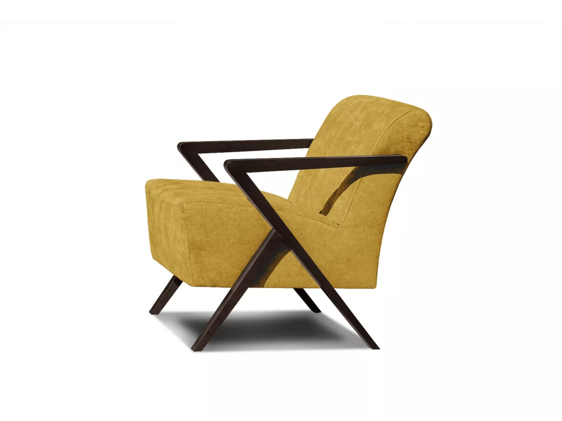 Fauteuil fixe Lebron, tissu jaune