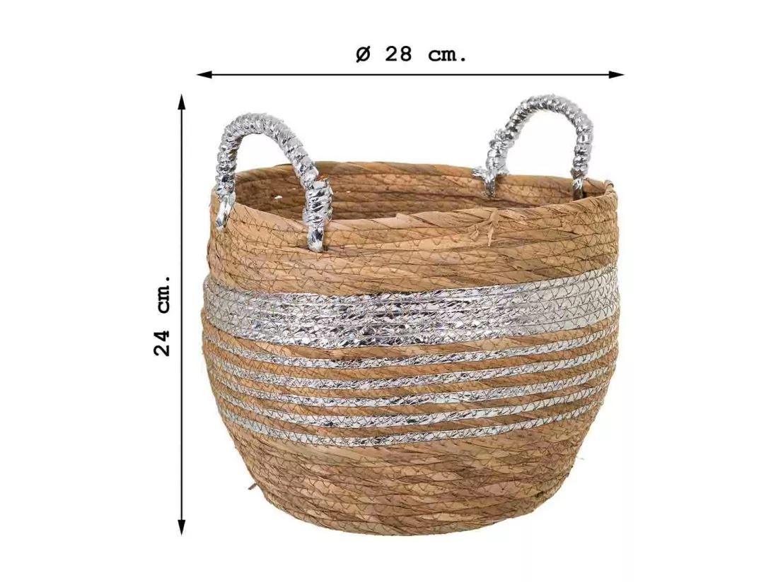 Panier en fibre naturelle marron 28x28x24h