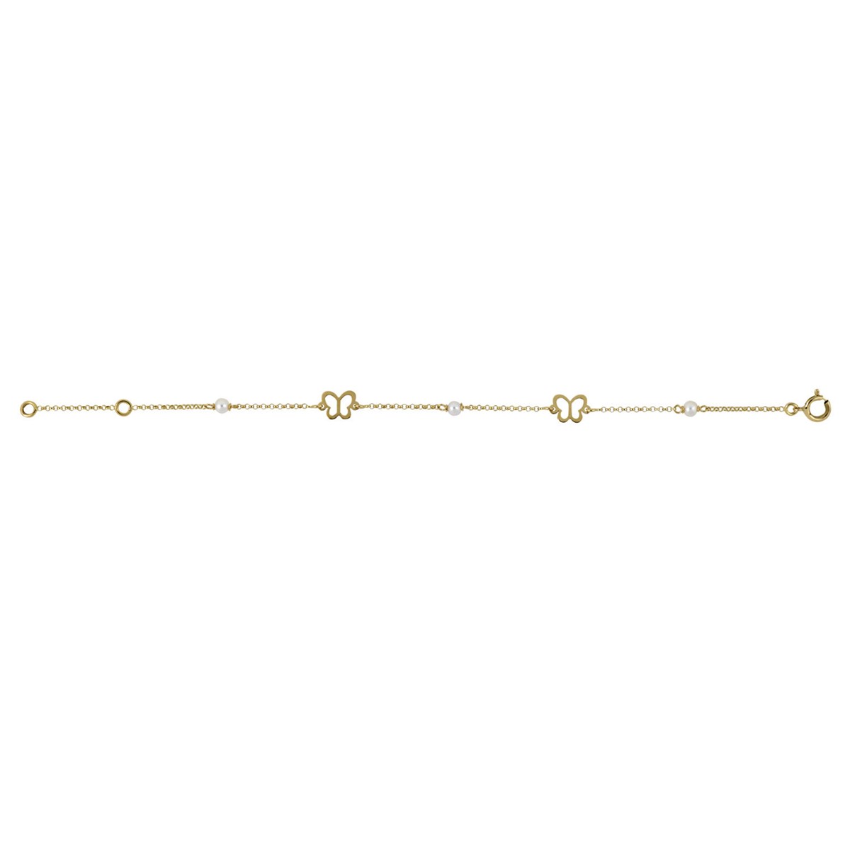 Bracelet enfant perles de culture papillons or