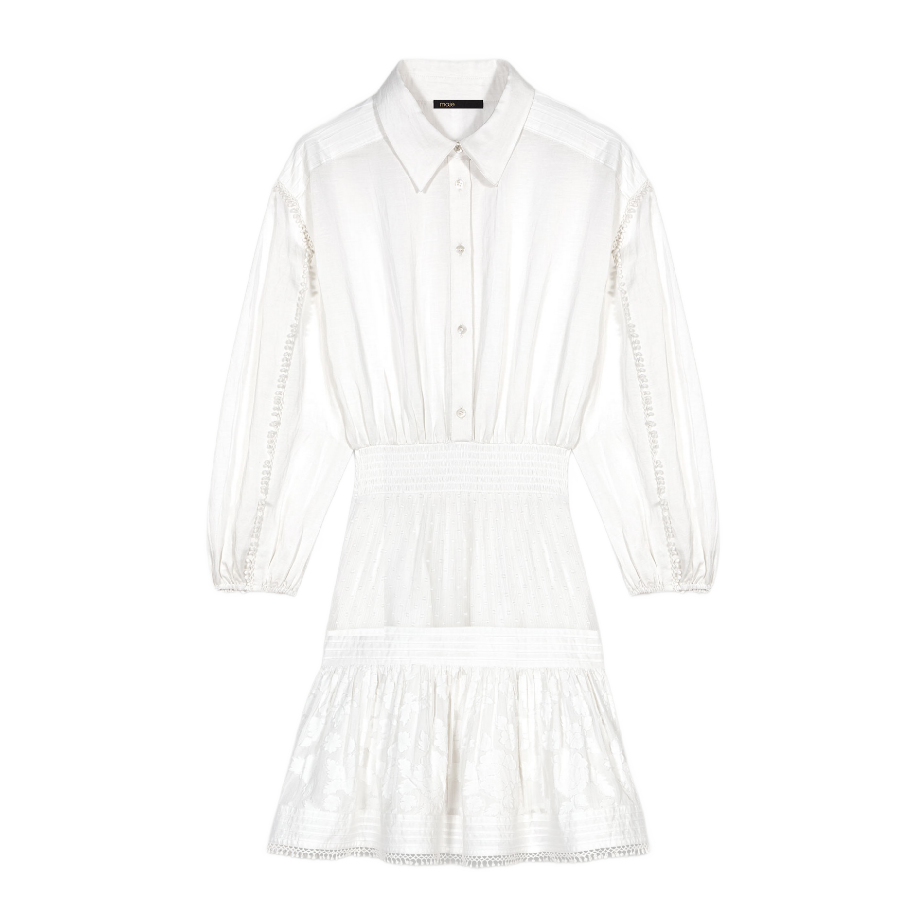 Robe chemise courte en patchwork | Blanc