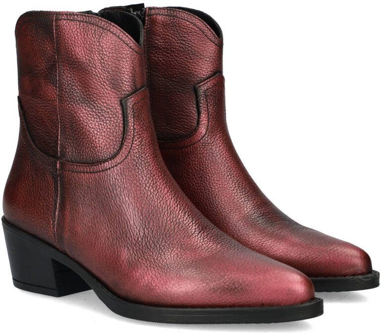 Nelson Brenda leren enkellaarzen rood metallic