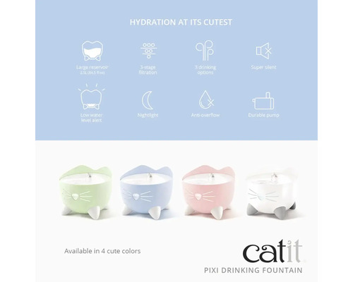 Catit Pixi Fountain drinkfontein, blauw, 2,5 l, kattenfontein