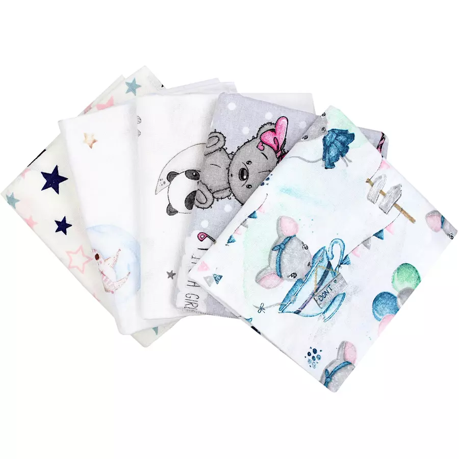 TupTam Baby Moltontücher Flanellwindeln 70x80 5er Set rosablau