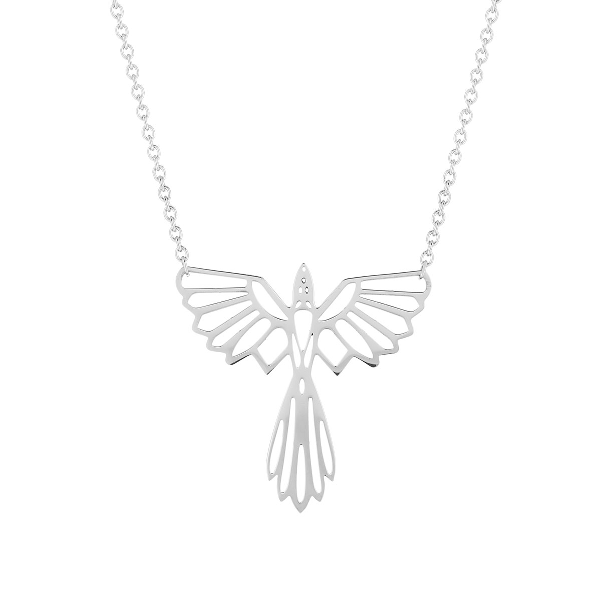 Collier acier maille forçat oiseau 48 cm