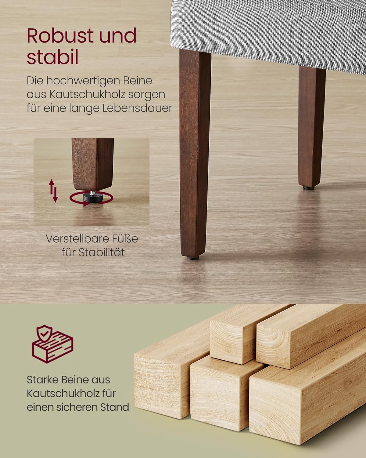 VASAGLE Esszimmerstuhl 2er Set, Küchenstuhl, Parsons-Stuhl, hohe Rückenlehne, für Esszimmer und Küche, Dickes Sitzkissen, 58 x 48 x 99 cm, Taubengrau KDC158G01