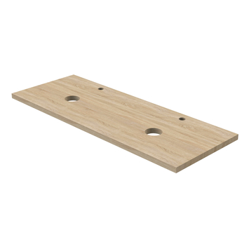 Tiger Maryport Badkamermeubelset 120 cm Mat zwart met licht eiken houten wasblad, keramische opzetkommen en matzwarte grepen