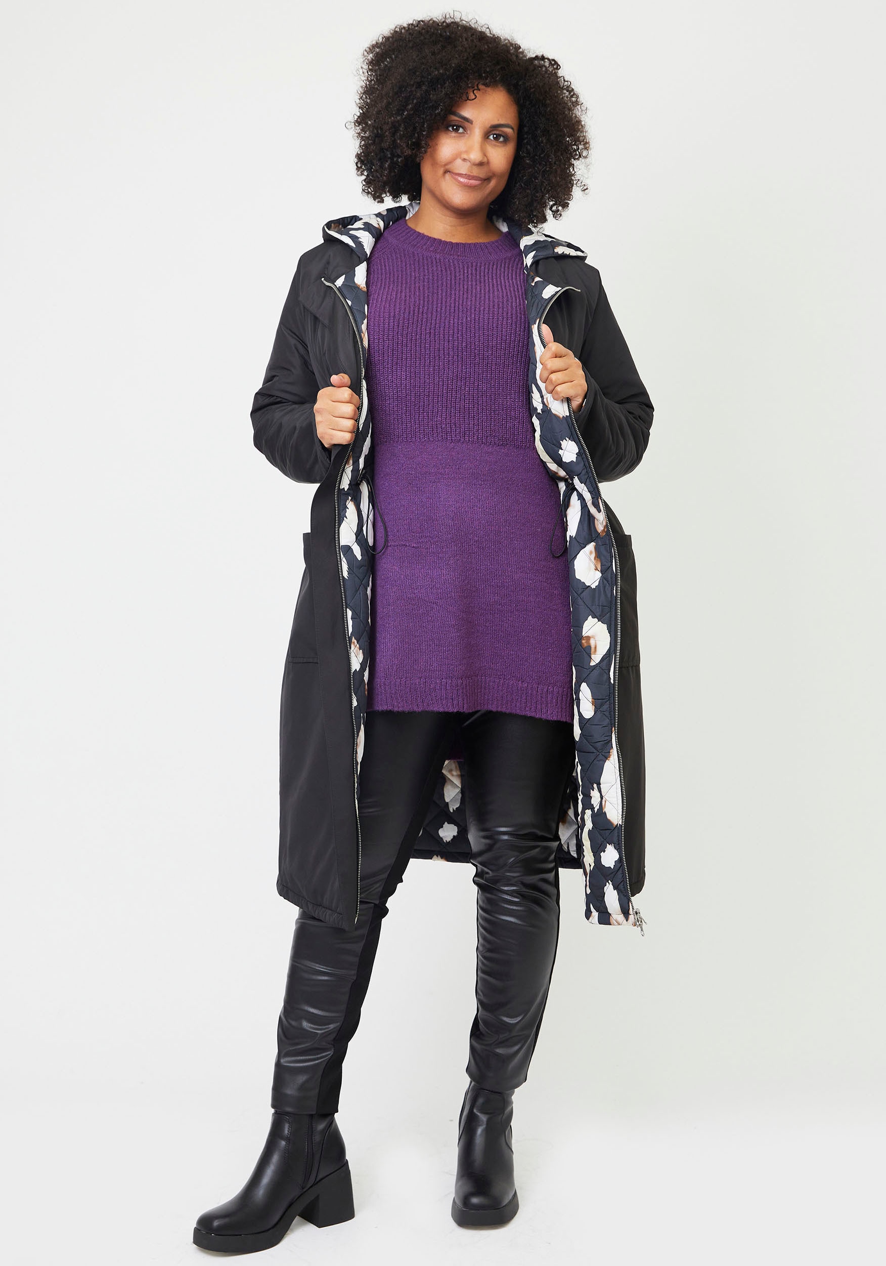 ADIA Parka mit Kapuze mit Multicolor Innen-Design