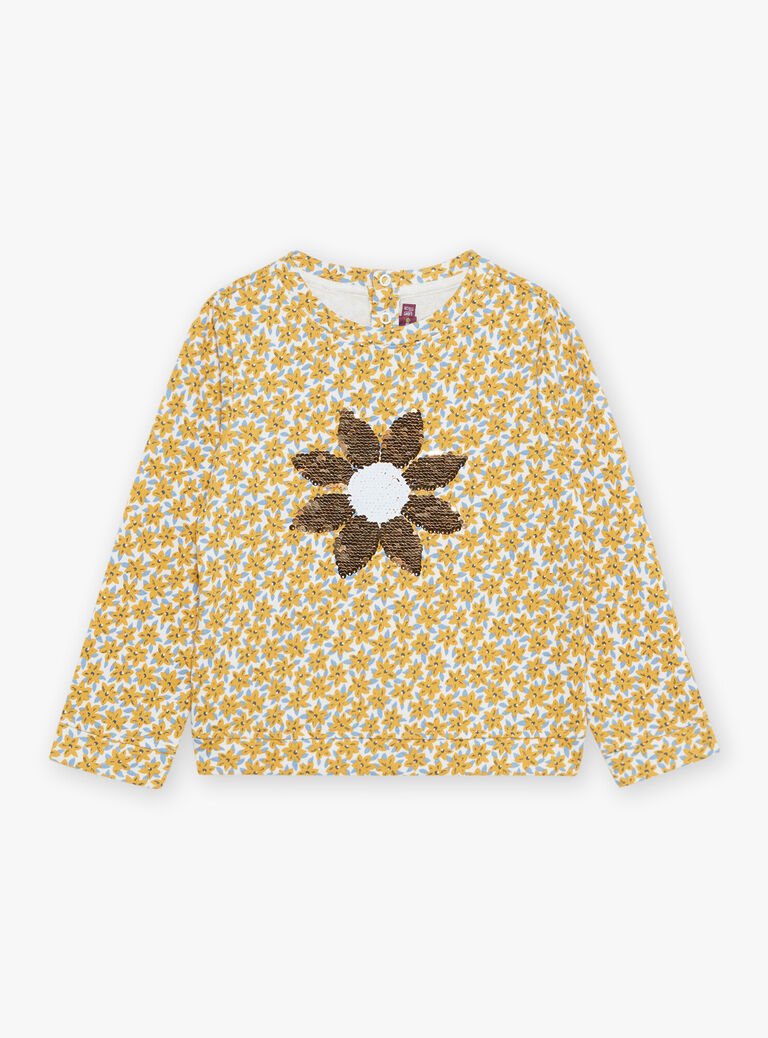 Sweat écru à fleurs et sequins réversibles