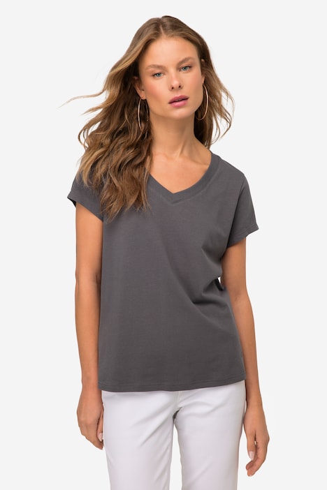 T-Shirt, kleiner Knoten Print, V-Ausschnitt, Halbarm, OEKO-TEX MIG