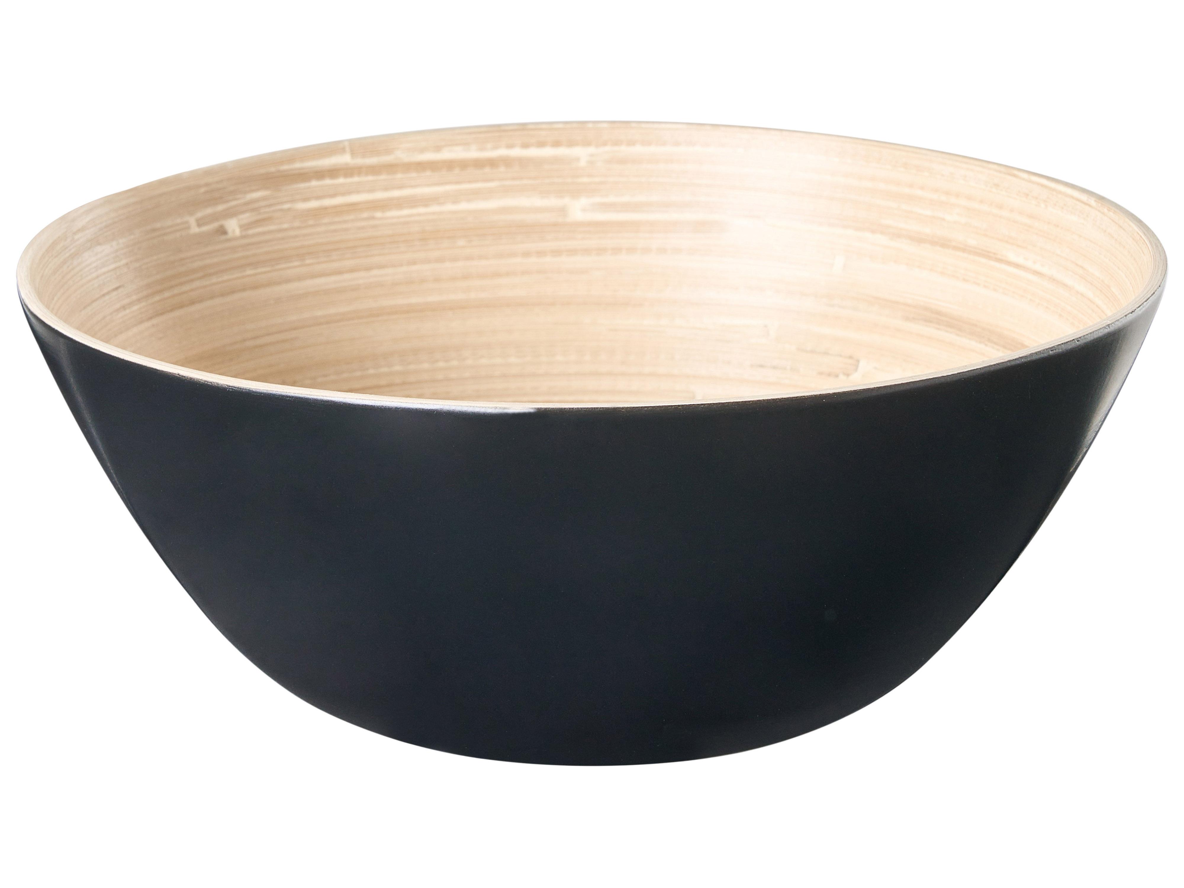 Set van 3 decoratieve schalen BONHEUR Bamboehout Zwart