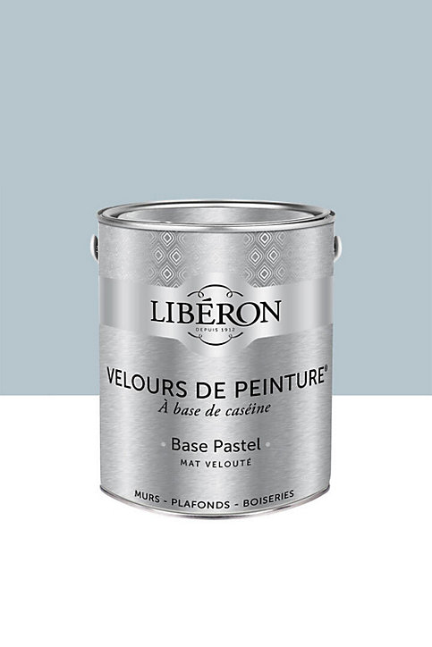 Peinture multisupport murs, plafonds et boiseries Velours de peinture bleu embruns Libéron 2,5L