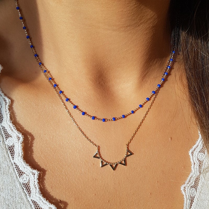 Collier Fin Plaqué Or Mode Tendance Pendentif Pointe