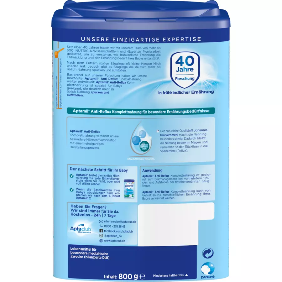 Aptamil Komplettnahrung Anti-Reflux 4 x 800 g ab der Geburt