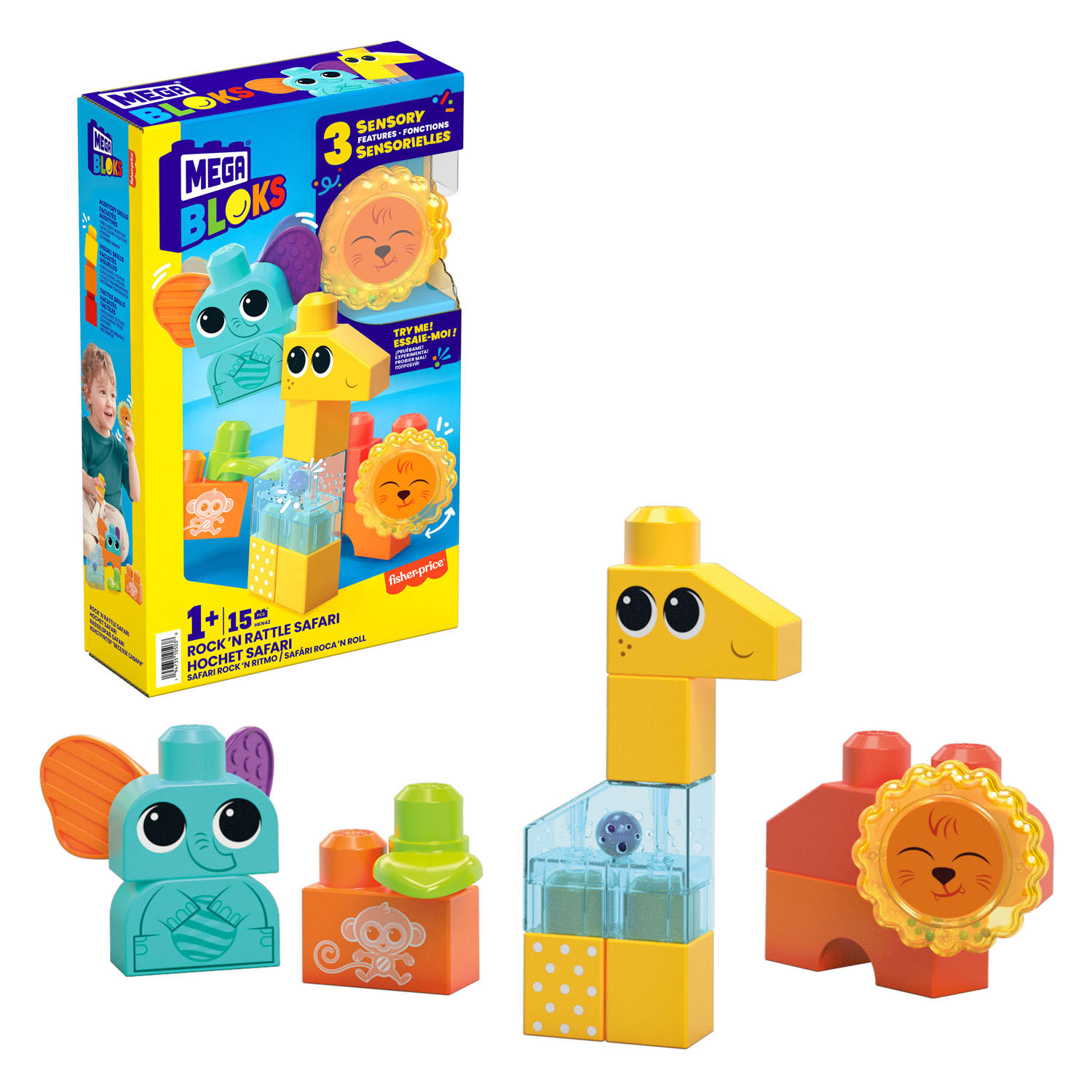 Mega Bloks Rock n Rattle Safari Bouwset. 15dlg.