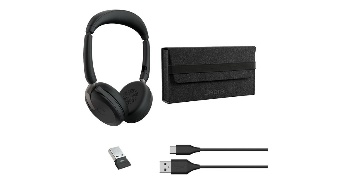 JabraJBR Evolve2 65 Flex Link380a UC Duo on-ear headset  (Zwart)