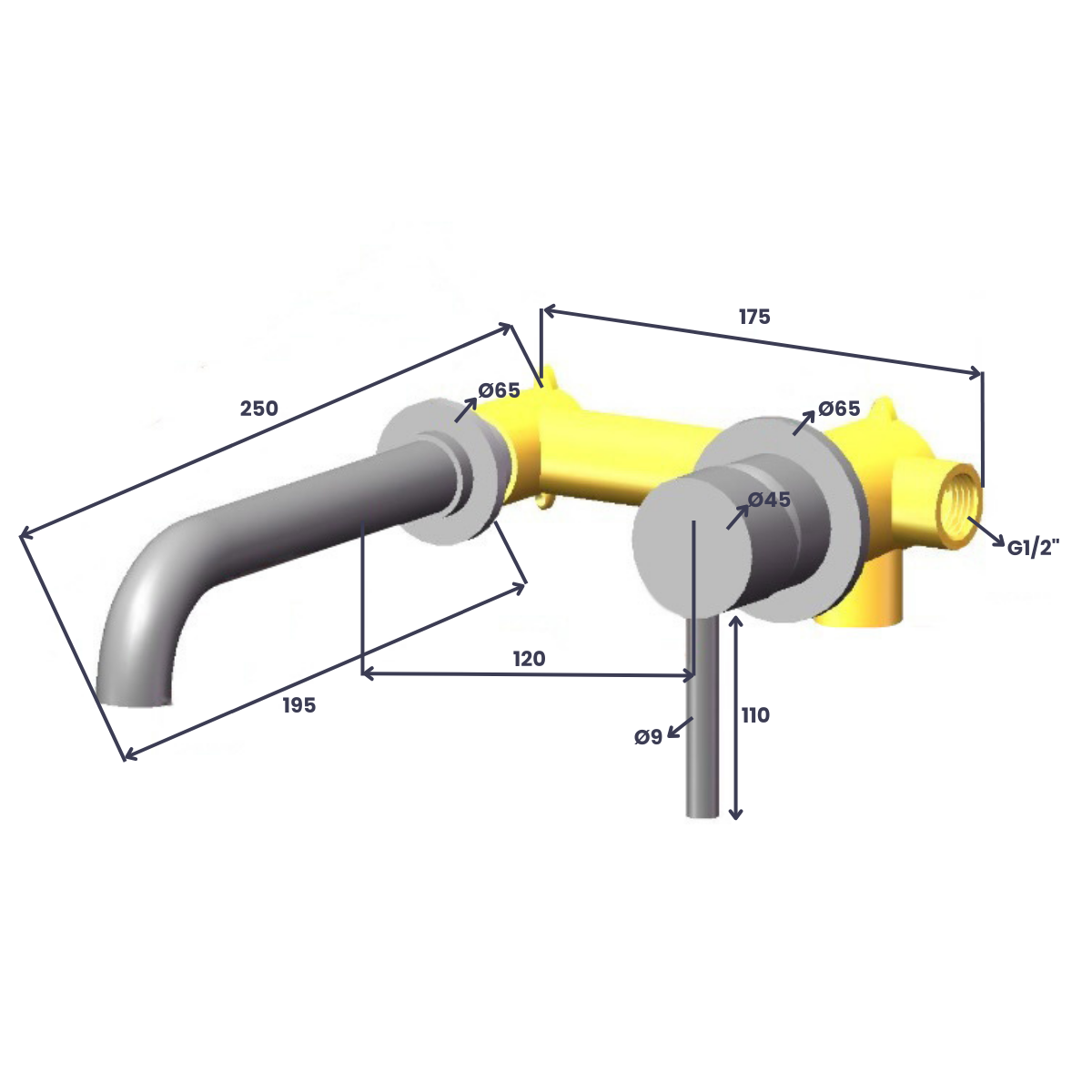 Saniclear Exclusive Curved inbouw wastafelkraan RVS