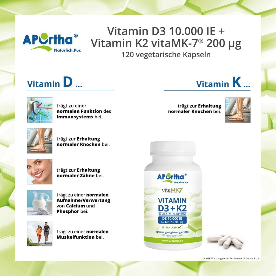 APOrtha® Vitamin D3 10.000 IE + Vitamin K2 vitaMK7® 200 µg