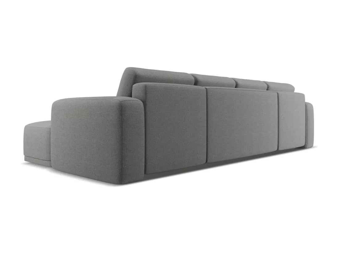 Canapé d'angle panoramique convertible en tissu chenille - éléphant - KAILA