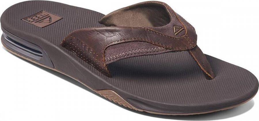 Reef Leather Fanningdark Brown Heren Slippers Donkerbruin
