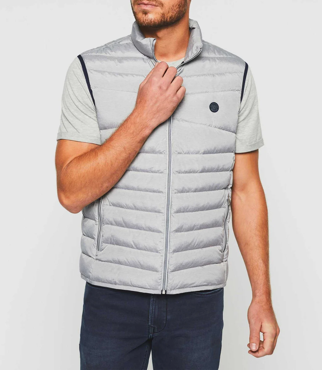 Doudoune sans manches gris chiné 