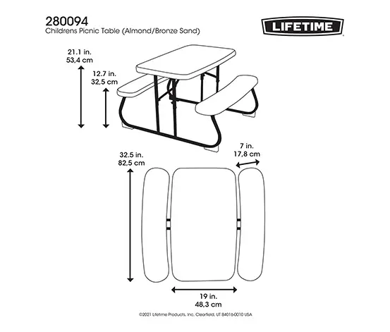 LIFETIME-Kinder-Picknicktisch »80094G«, lichtgrau