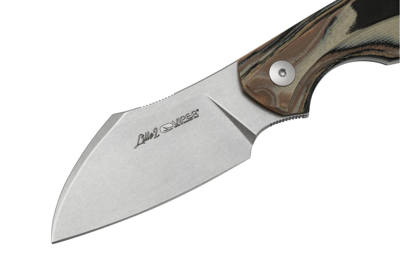 Viper Lille 2, VT4024GBU, Stonewash Elmax, Burl G10 vaststaand mes, Jesper Voxnaes design