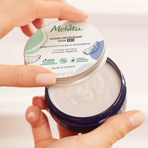 Bálsamo Desodorante Higiênico Melvita, Cuidado Eficaz 24h, Orgânico, 50g