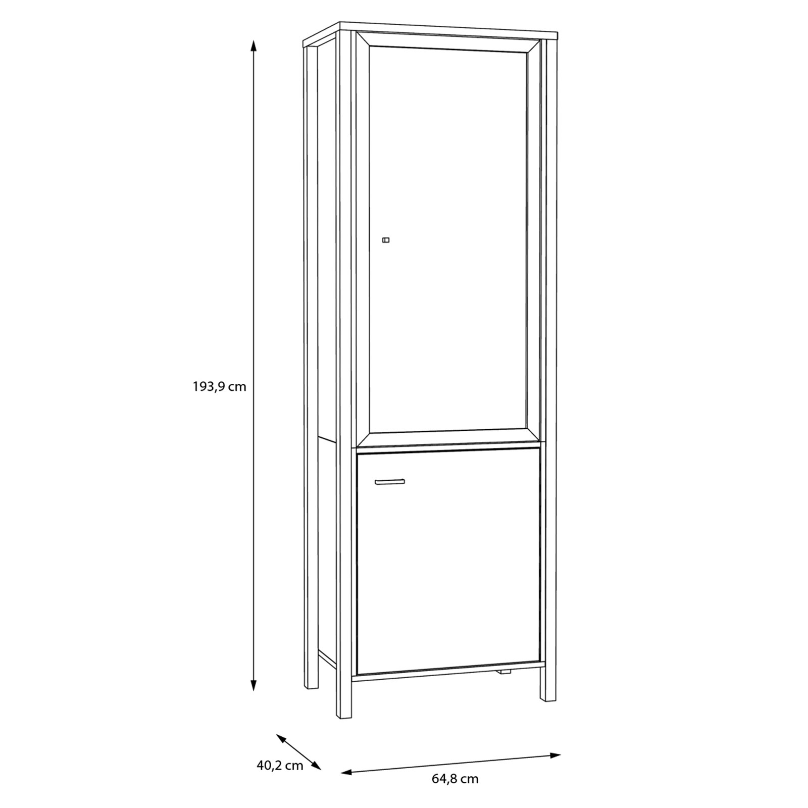 Vitrine - Riveria Eiche - schwarz - 40 cm breit