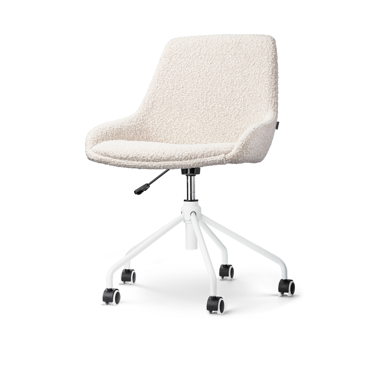 Bureaustoel Nout-Isa bouclé beige - wit onderstel