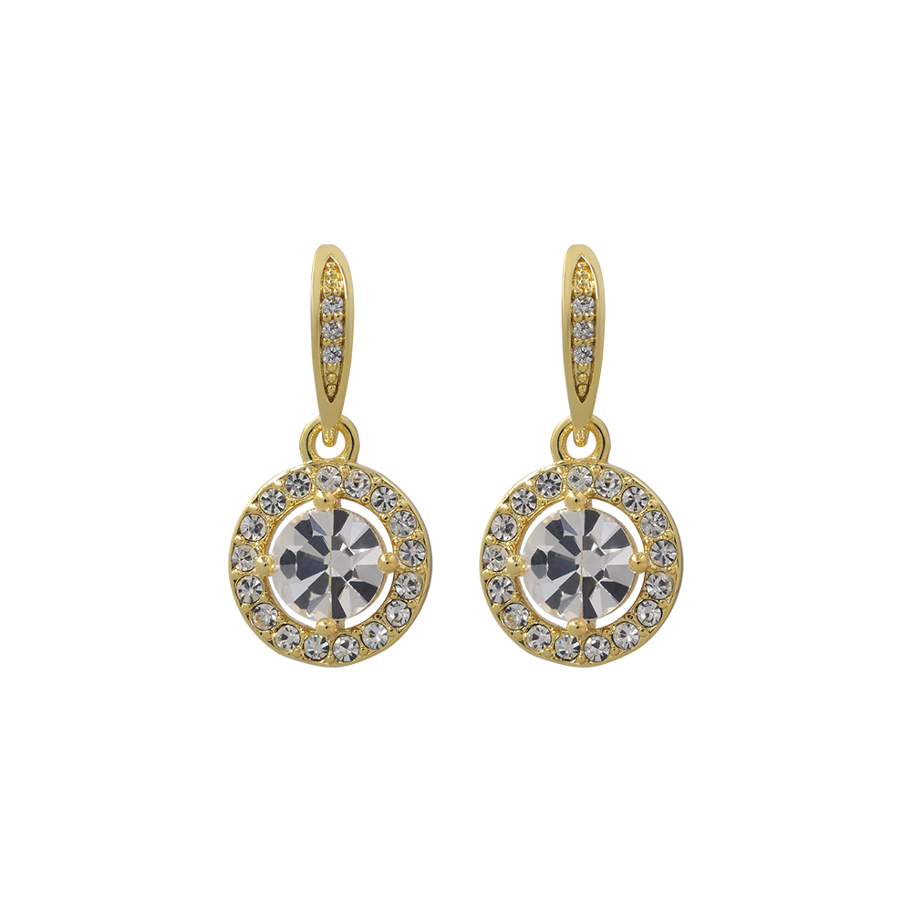 (1 Paar) 14K Gold Damen Ohrringe Ohrhänger mit Zirkonia Anhänger - Gold