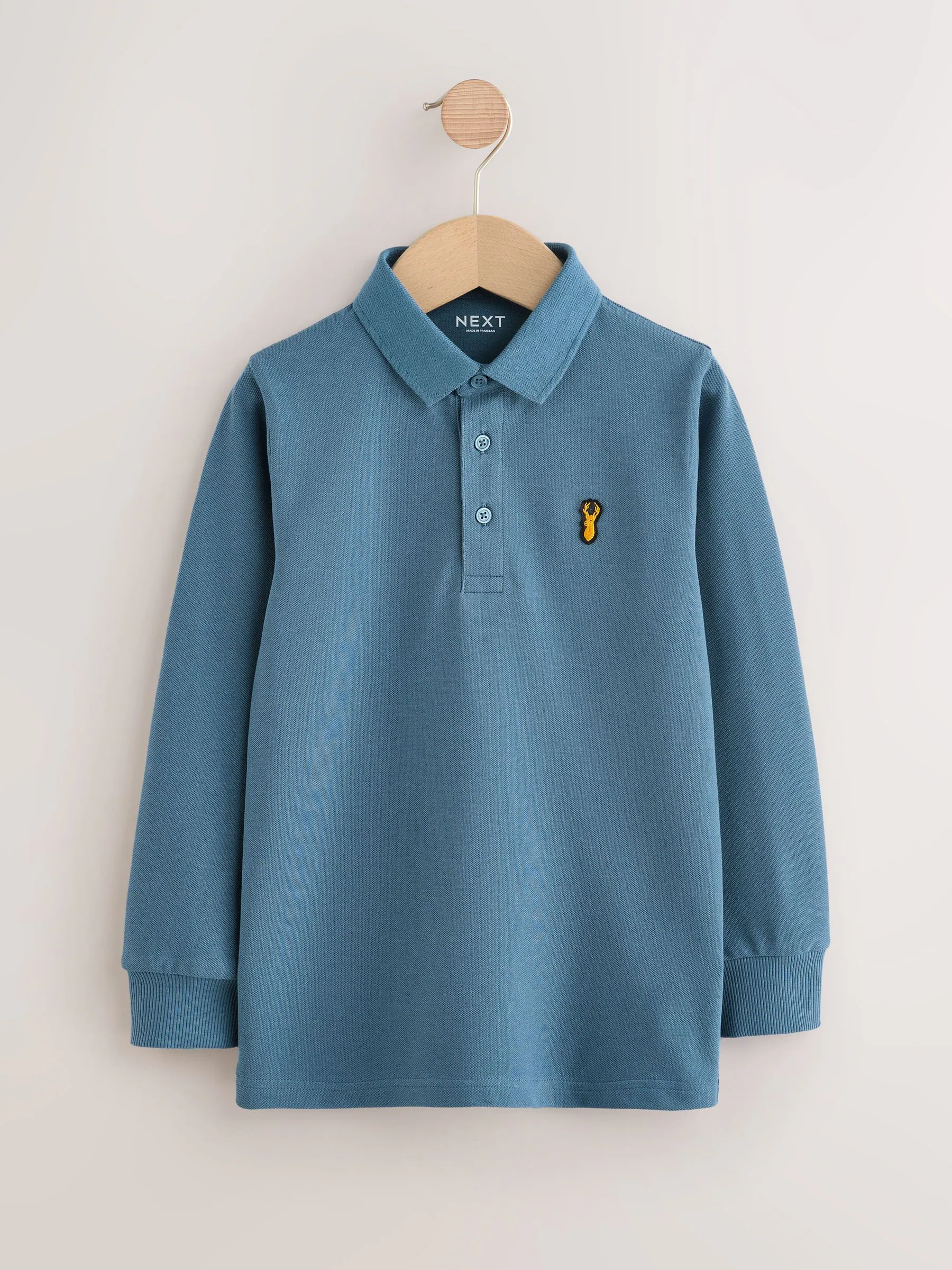 Blauw/zwart/grijs - Set van 3 poloshirts met lange mouwen (3-16jr)