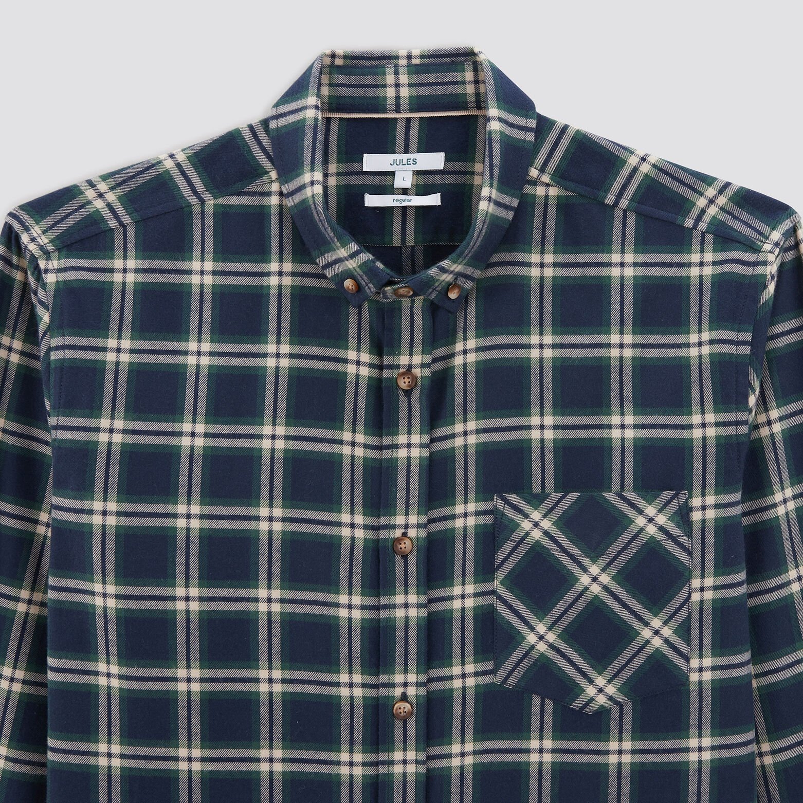 Chemise regular carreaux coton flanelle régénérati Bleu clair