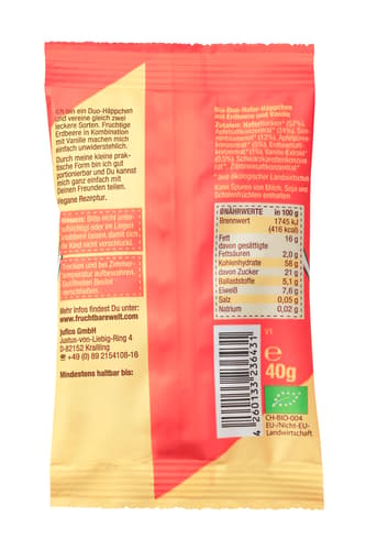 FruchtBar Bio-Duo-Häppchen Erdbeere, Vanille, Hafer
