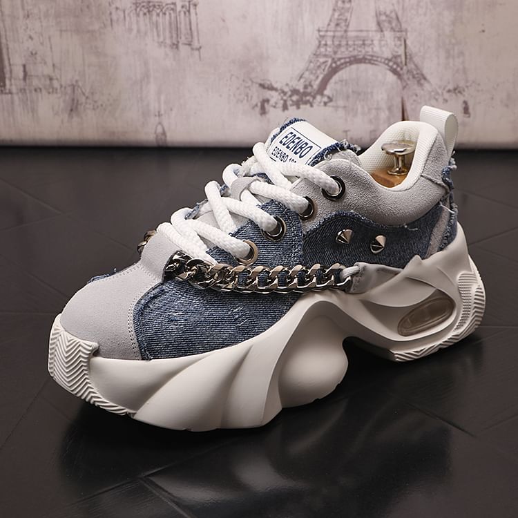 Mr Ozera - Platform veterschoenen met ketting
