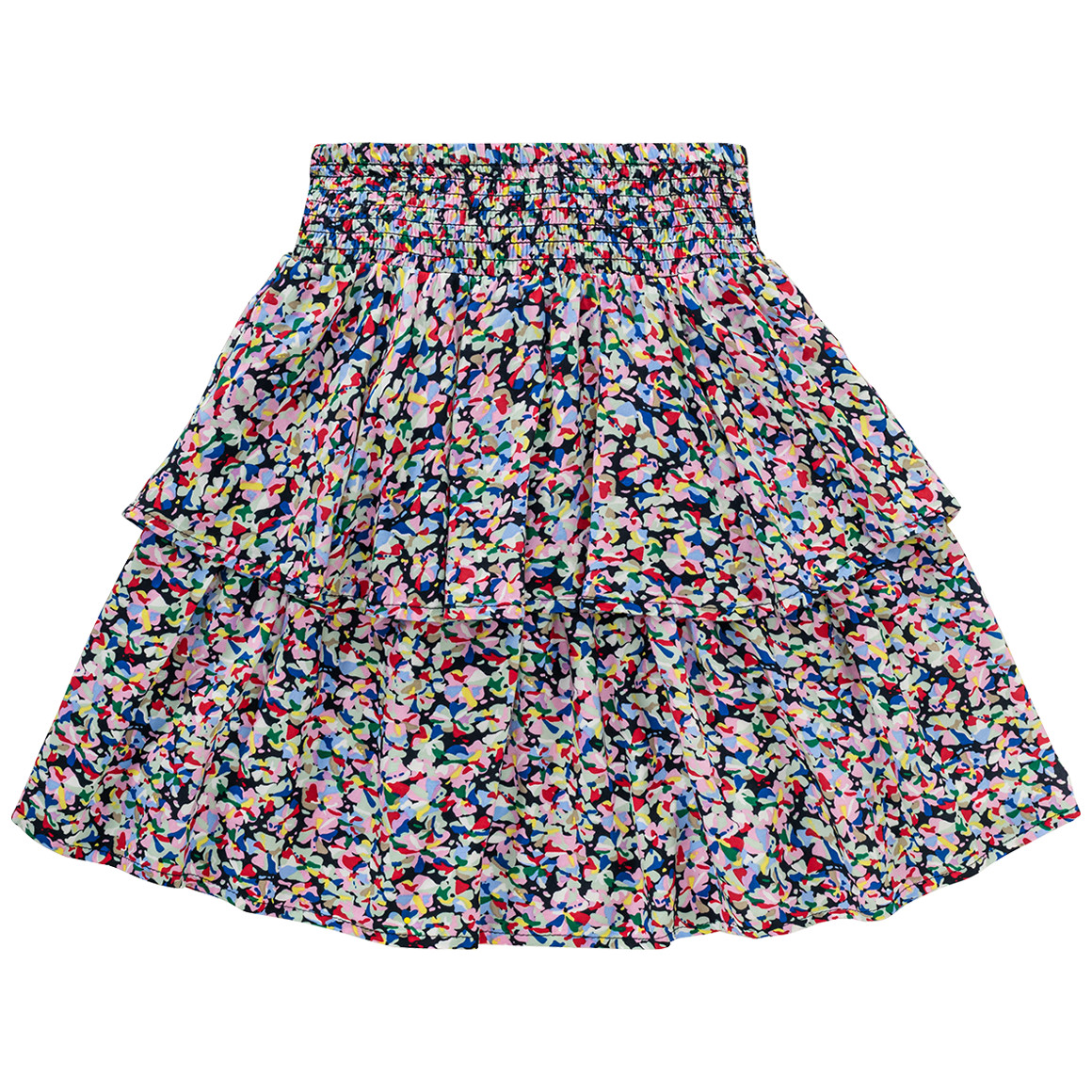 Beatwear Mädchen Rock mit Blumen dunkelblau / bunt