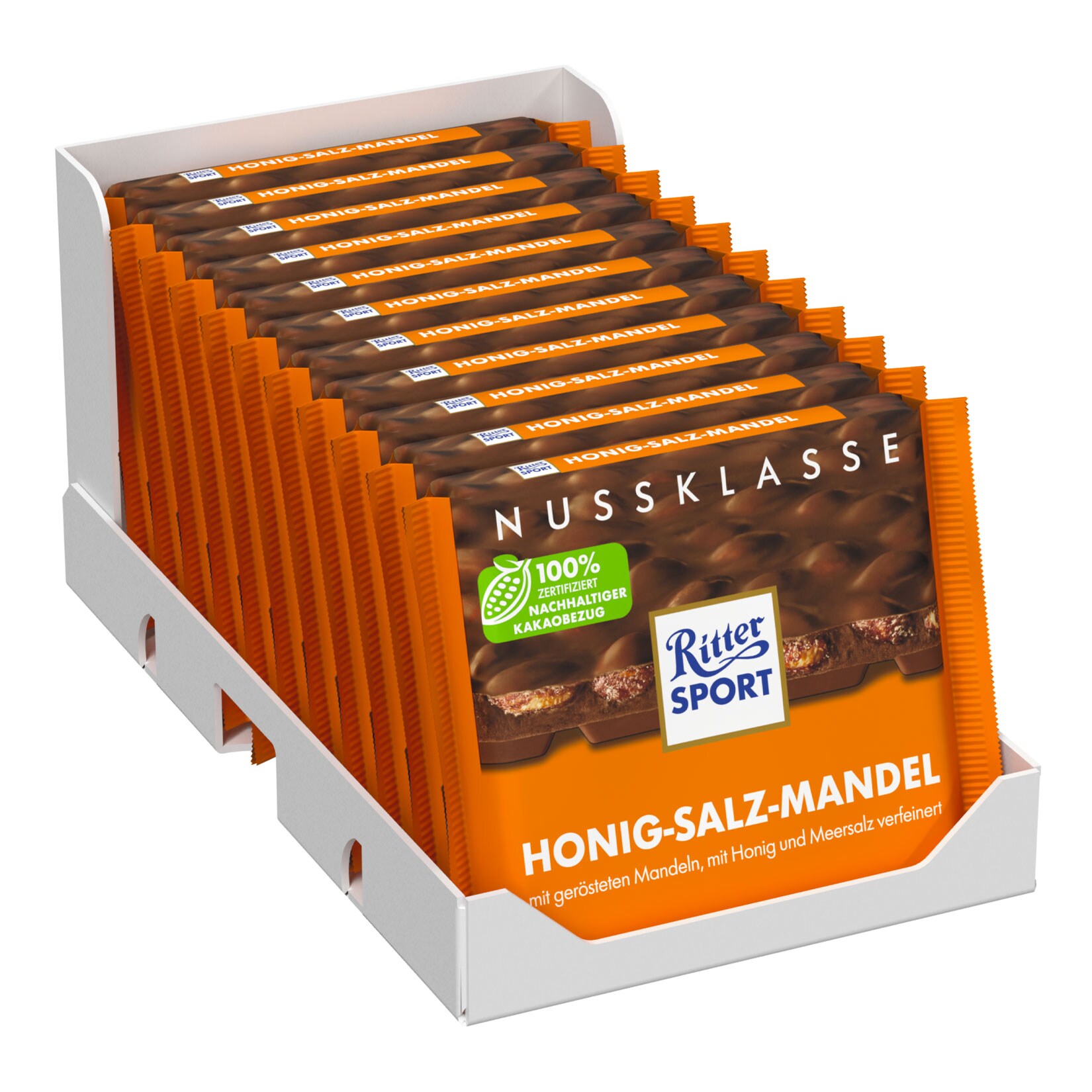 Ritter Sport Nussklasse Honig-Salz-Mandel 100 g, 11er Pack