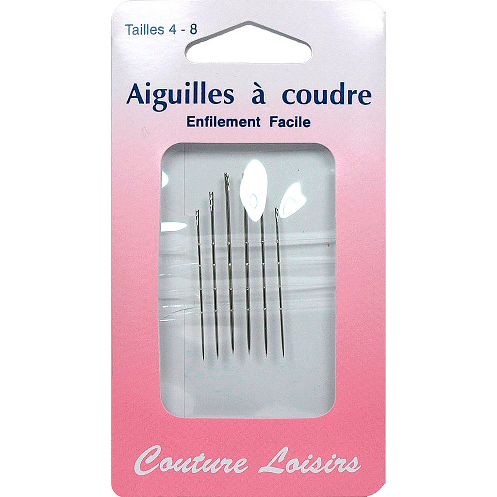 Lot de 6 aiguilles à coudre enfilement facile taille 4 à 8