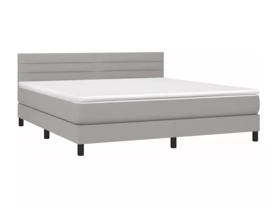 Sommier tapissier et matelas et LED Gris clair 180x200 cm Tissu