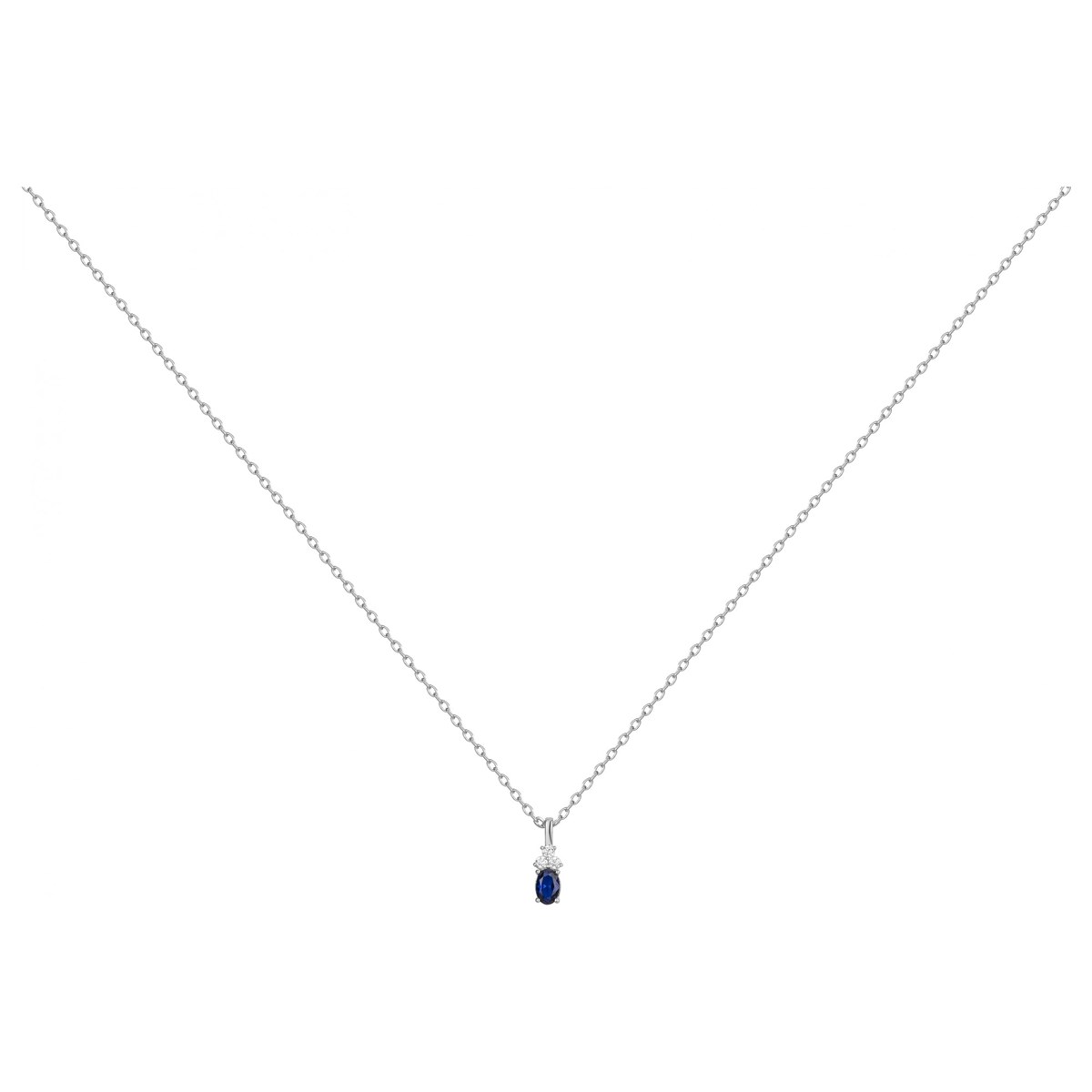 Collier mono-motif en Argent avec spinelle bleu saphir