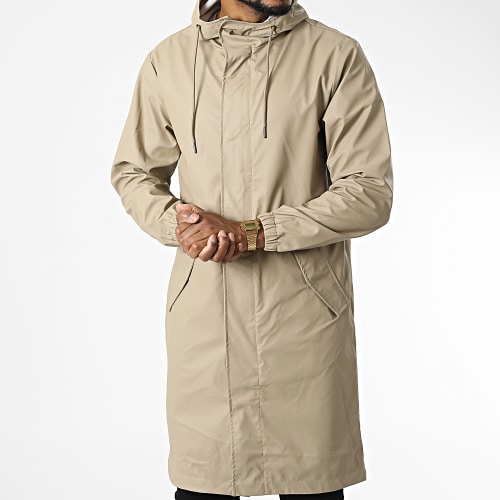 Veste Zippée Capuche Longue Beige