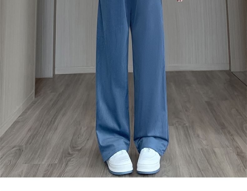 Dovitade - Effen corduroy broek met elastische taille en rechte pijpen