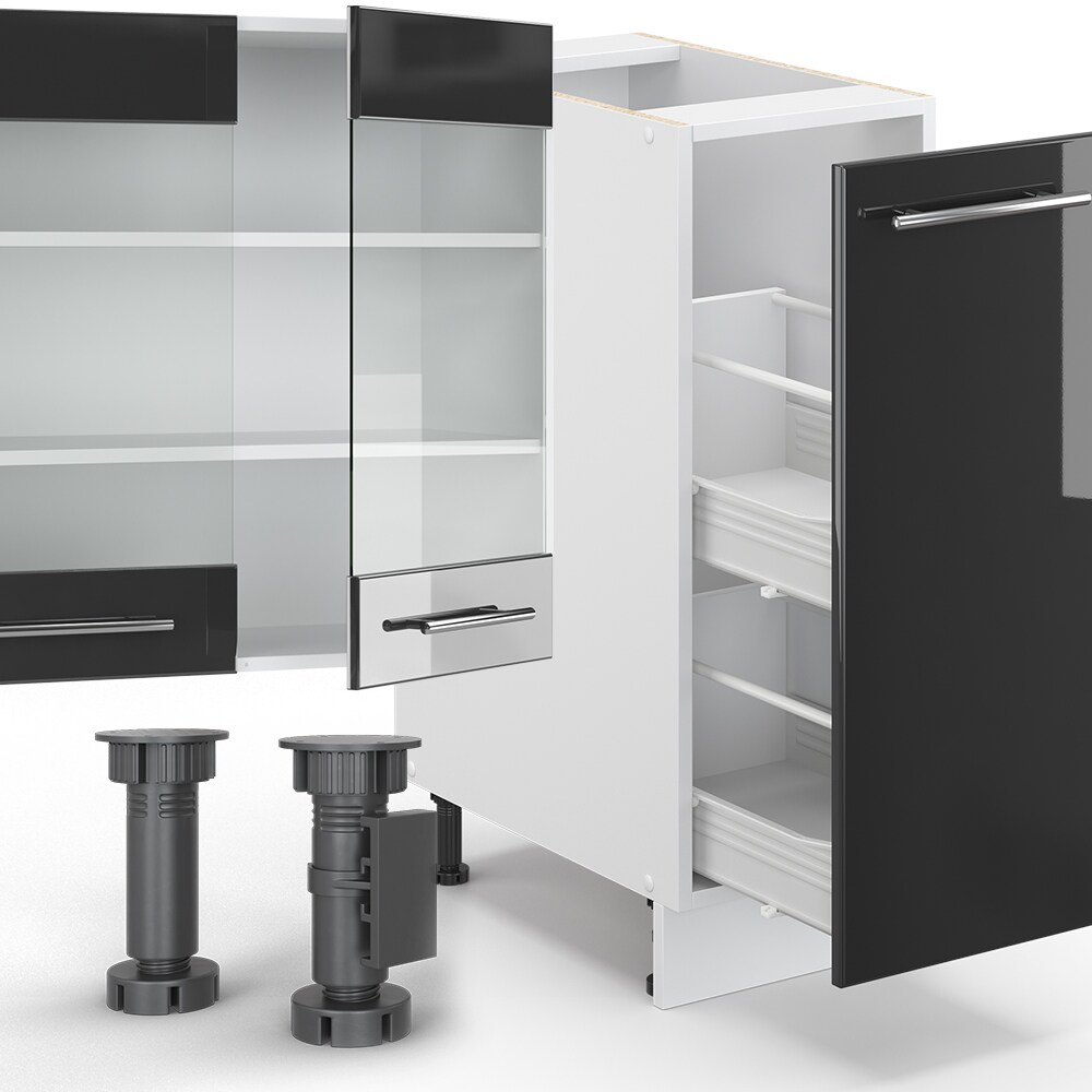 Vicco Küchenzeile Küchenblock Einbauküche 280cm Fame-Line Anthrazit Hochglanz