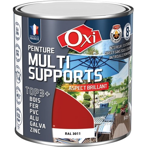Peinture Brillante Multi-supports 0.5 L Top 3+ - Bordeaux